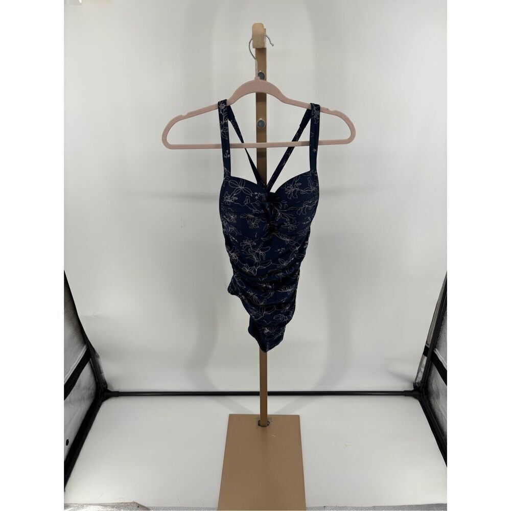 Nip Tuck Joanne Twist Front Tummy Control One Piece Swimsuit Blue Floral